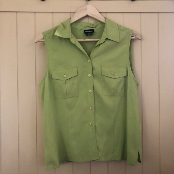 Light chartreuse baby puke green blouse - Picture 3 of 7
